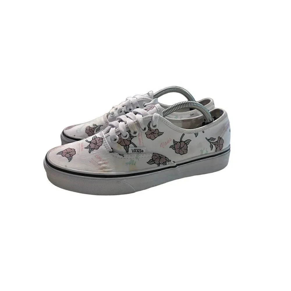 VANS Authentic Low Thank You Floral 507698 White Flowers Womens Size 8 Shoes